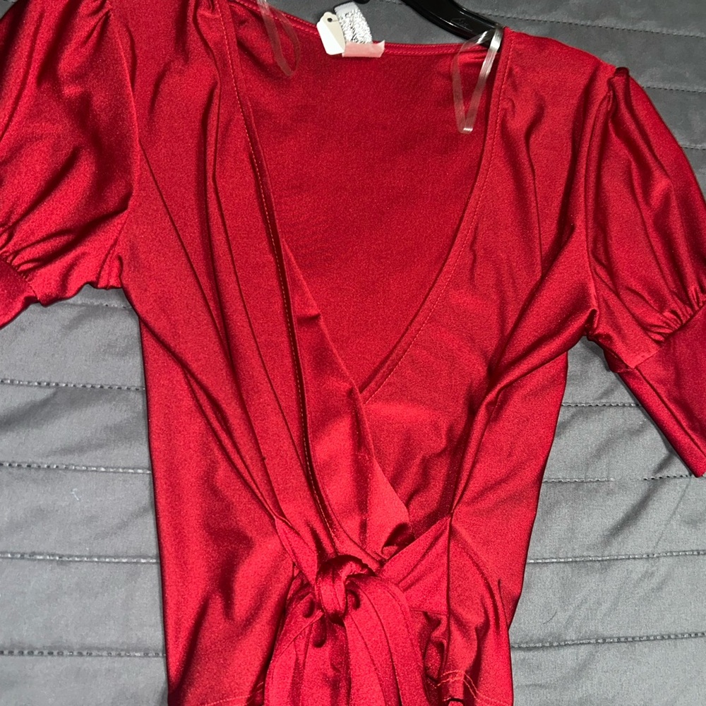 Elegant Red Wrap Top